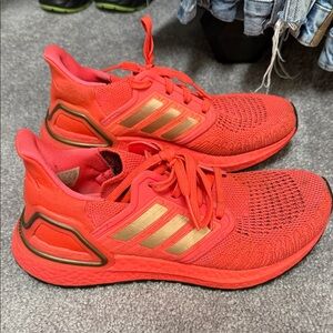 Adidas orangey pink and Gold Running Shoes